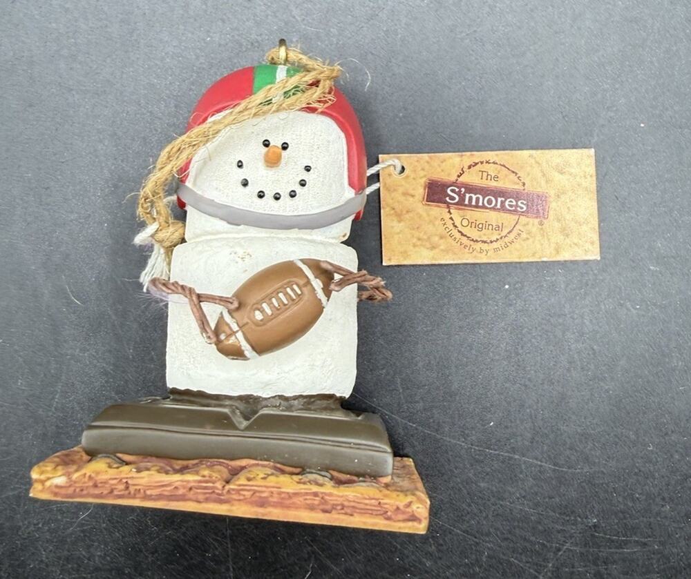 The Original S'mores Midwest Football Player Snowman Christmas Holiday Ornament